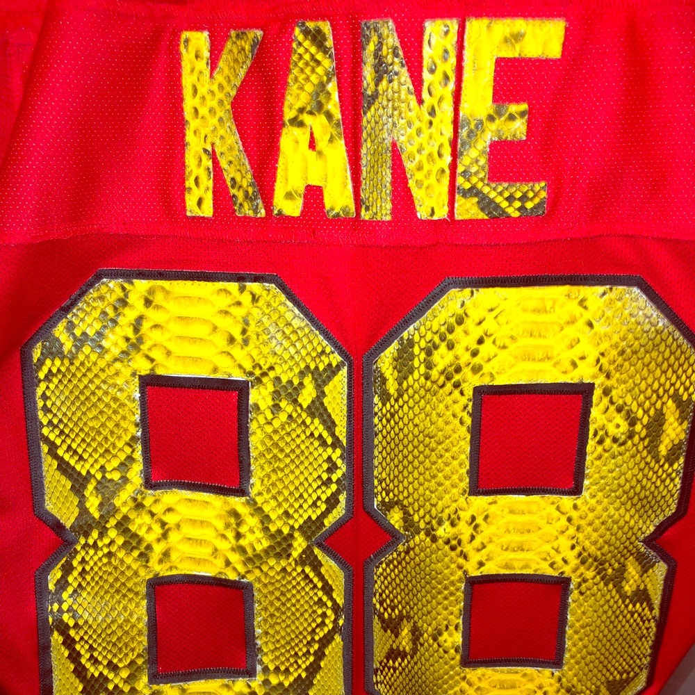 CUSTOM BLACKHAWKS JERSEY W/REAL PYTHON SNAKESKIN